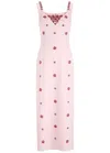 Huishan Zhang Arlene Crystal-embellished Crepe Midi Dress In Pink