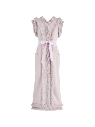 Huishan Zhang Arlo Tweed Midi Dress In Purple