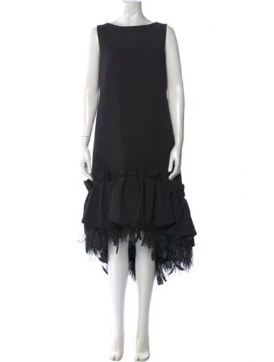 Pre-owned Huishan Zhang Bateau Neckline Long Dress In Black