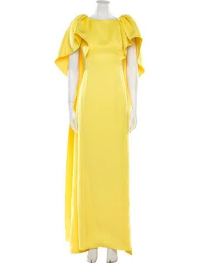 Pre-owned Huishan Zhang Bateau Neckline Long Dress In Yellow