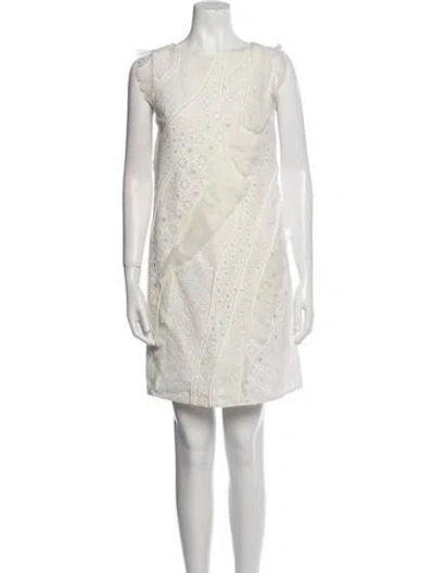 Pre-owned Huishan Zhang Bateau Neckline Mini Dress In Neutral