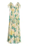Huishan Zhang Beata Floral Plisse Gown In Multi