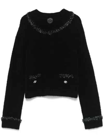 HUISHAN ZHANG LUREX TRIMMING JUMPER - WOMEN'S - WOOL/POLYAMIDE/POLYACRYLIC/ELASTANEPOLYESTER