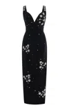 Huishan Zhang Brandy Crystal-embellished Crepe Midi Dress In Black