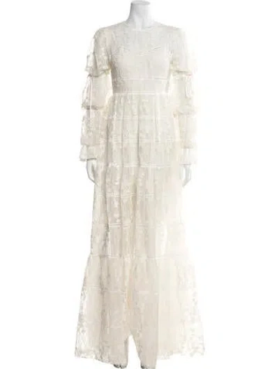 Pre-owned Huishan Zhang Crew Neck Long Dress W/ Tags In Neutral