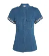 Huishan Zhang Womens Brenda Embellished Short-sleeve Denim Jacket In Blue