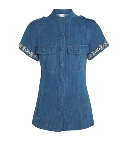 Huishan Zhang Denim Embellished Brenda Jacket In Blue