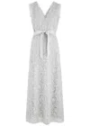 Huishan Zhang Esma Embellished Tulle Maxi Dress In Silver