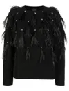Huishan Zhang Feather-detailing Crystal-embellished Jumper In Black