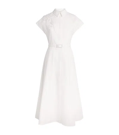 Huishan Zhang Floral Appliqué Maddalena Midi Dress In White