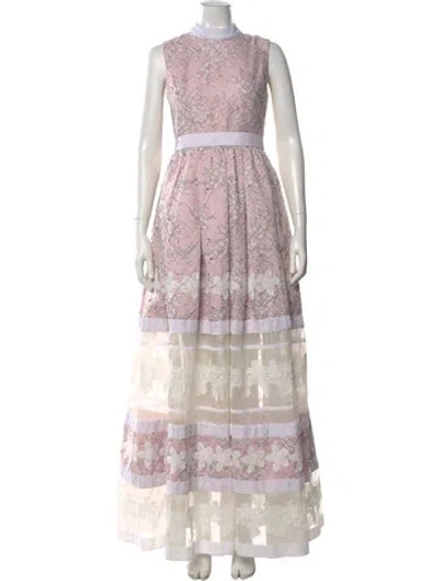 Pre-owned Huishan Zhang Floral Print Long Dress In Pink