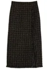 Huishan Zhang Gia Metallic Tweed Midi Skirt In Black