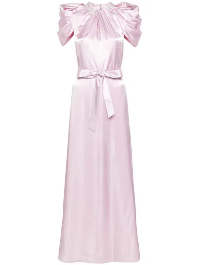 Huishan Zhang Glory Twisted Satin Gown In Pink
