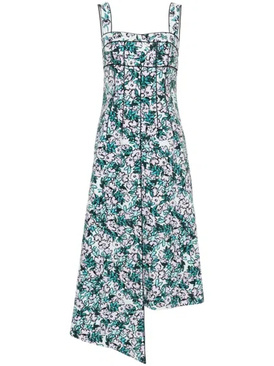 Huishan Zhang Carson Floral-print Midi Dress In Green