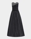 Huishan Zhang Gwyneth Crystal Draped Strapless Fit-and-flare Gown In Black