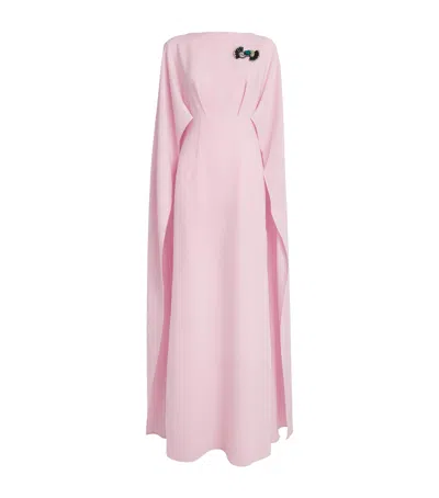 Huishan Zhang Hala Cape Gown In Pink