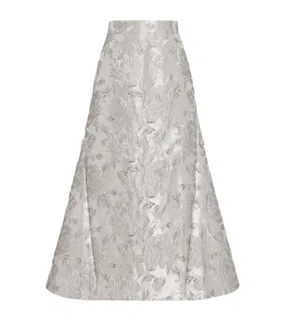 Huishan Zhang Jacquard Vicky Midi Skirt In Silver