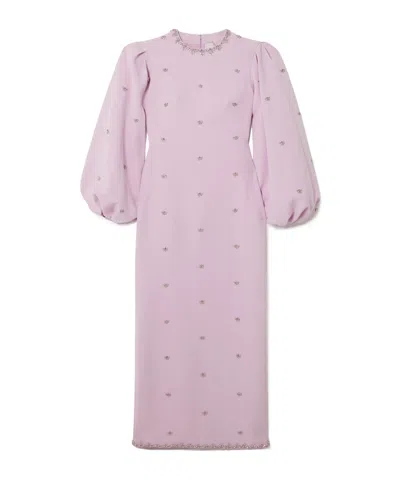 Huishan Zhang Joelle Crystal-embellished Recycled-crepe Maxi Dress In Purple