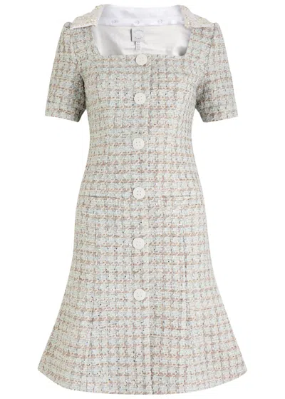 Huishan Zhang Kathleen Metallic Tweed Midi Dress In Blue