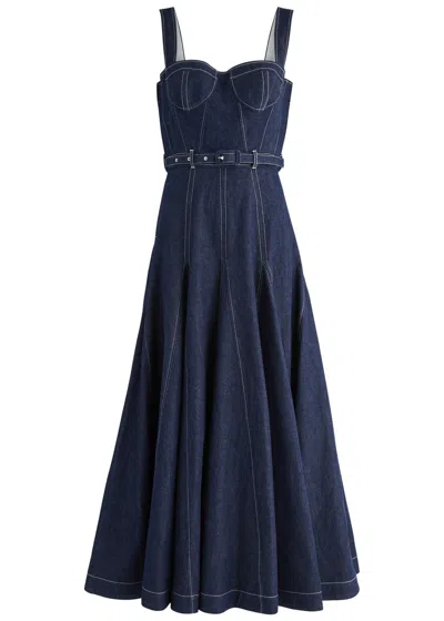 Huishan Zhang Keya Denim Maxi Dress In Blue