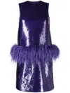 Huishan Zhang Aura Feather-embellished Minidress In Purple