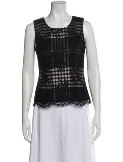 Pre-owned Huishan Zhang Lace Pattern Crew Neck Top In Multi