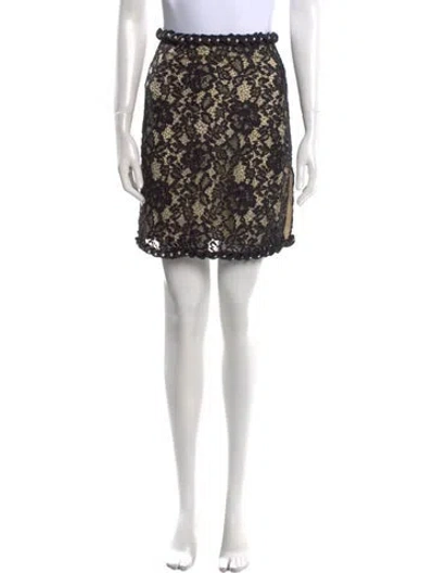 Pre-owned Huishan Zhang Lace Pattern Knee-length Skirt In Black