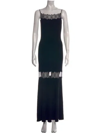 Pre-owned Huishan Zhang Lace Pattern Long Dress In Black