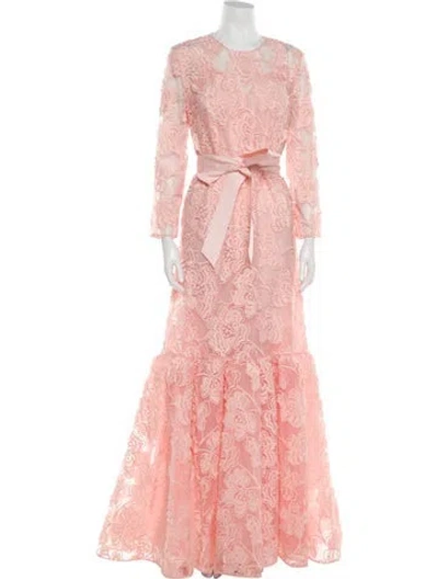 Pre-owned Huishan Zhang Lace Pattern Long Dress W/ Tags In Pink