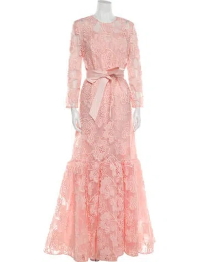 Pre-owned Huishan Zhang Lace Pattern Long Dress W/ Tags In Pink
