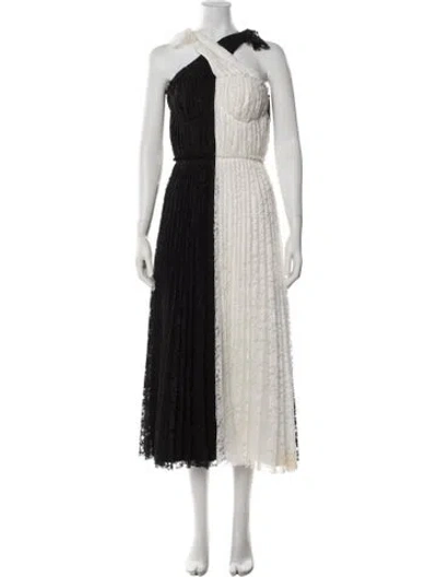 Pre-owned Huishan Zhang Lace Pattern Midi Length Dress In Black/neutrals