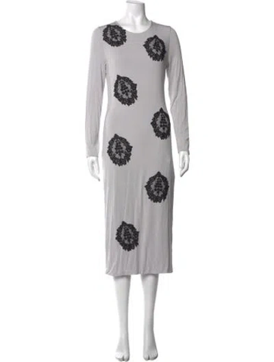 Pre-owned Huishan Zhang Lace Pattern Midi Length Dress In Grey