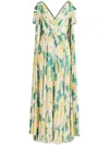 Huishan Zhang Beata Floral Plisse Gown In Yellow