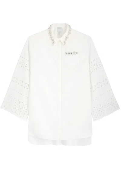 Huishan Zhang Logan Crystal-embellished Faille Shirt In White
