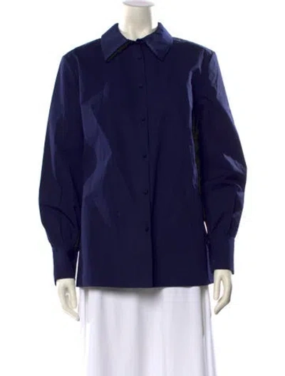 Pre-owned Huishan Zhang Long Sleeve Button-up Top In Blue