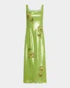Huishan Zhang Womens Lime Marilyn Sequin Woven Midi Dress In Green