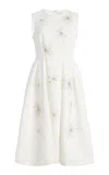 Huishan Zhang Womens May Crystal-embellished Stretch-scuba Midi Dress Scuba White In White
