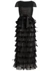 Huishan Zhang Michelle Feather-embellished Tulle Midi Dress
