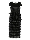 Huishan Zhang Michelle Feather-embellished Tulle Midi Dress In Black