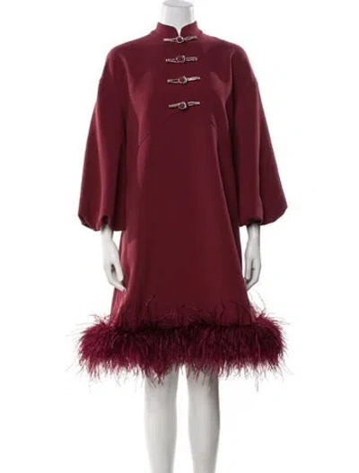 Pre-owned Huishan Zhang Mock Neck Mini Dress W/ Tags In Red