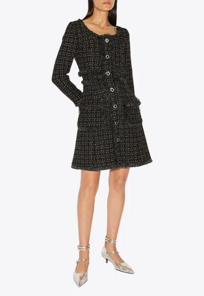 Huishan Zhang Natasha Single-breasted Tweed Mini Dress In Black