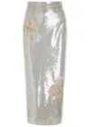 Huishan Zhang Oakley Floral-appliquéd Sequin Midi Skirt In White