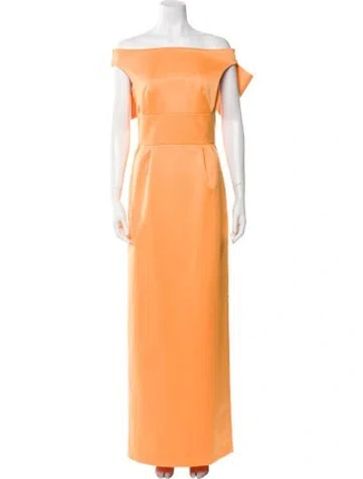 Pre-owned Huishan Zhang Off-the-shoulder Long Dress W/ Tags In Orange