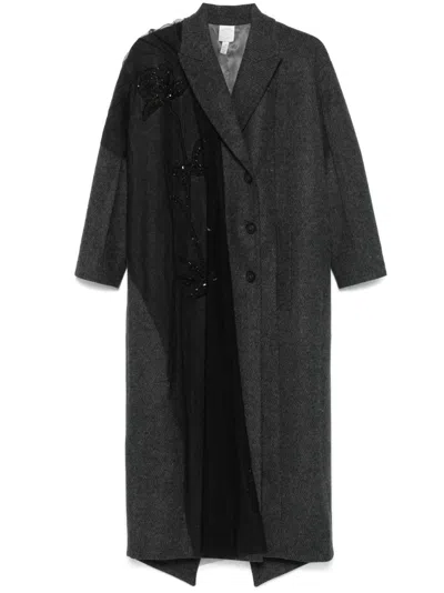 HUISHAN ZHANG APPLIQUÉ DOUBLE-BREASTED COAT