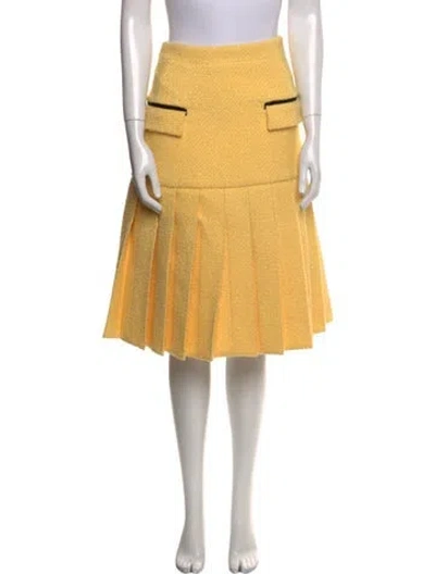 Pre-owned Huishan Zhang Pleated Accents Knee-length Skirt In Yellow