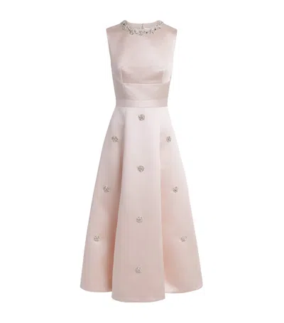 Huishan Zhang Satin Embellished Sol Midi Dress In Pink
