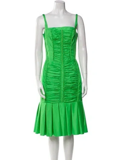 Pre-owned Huishan Zhang Silk Knee-length Dress W/ Tags In Green