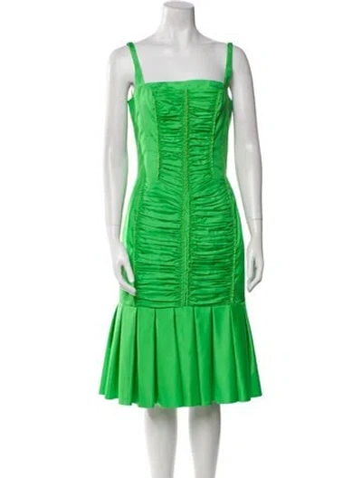 Pre-owned Huishan Zhang Silk Midi Length Dress W/ Tags In Green