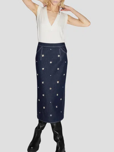 Huishan Zhang Sonia Crystal-embellished Denim Skirt In Indigo In Blue