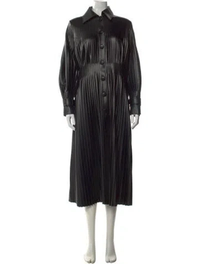 Pre-owned Huishan Zhang Striped Long Dress In Black